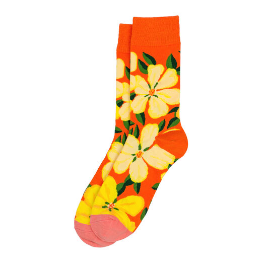 Orange floral socks